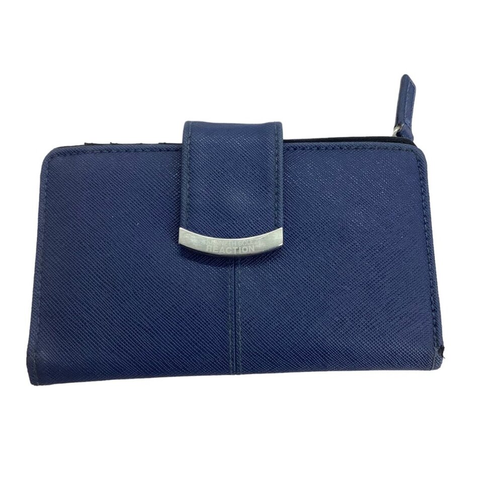 Kenneth Cole Reaction Women Wallet Blue 6"x4" Dark Blue Snap Zip